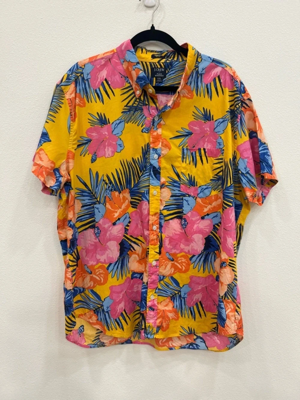 J crew tropical floral slim short sleeve cabana shirt XXL vacation Resortwear